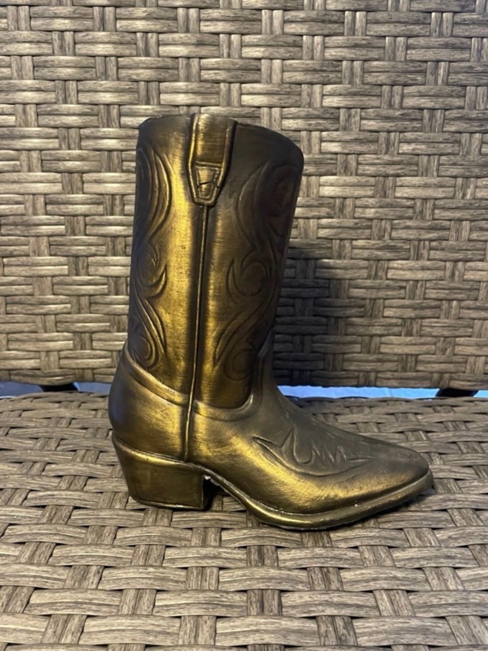 Vintage Brass Cowboy Boot Vase Planter